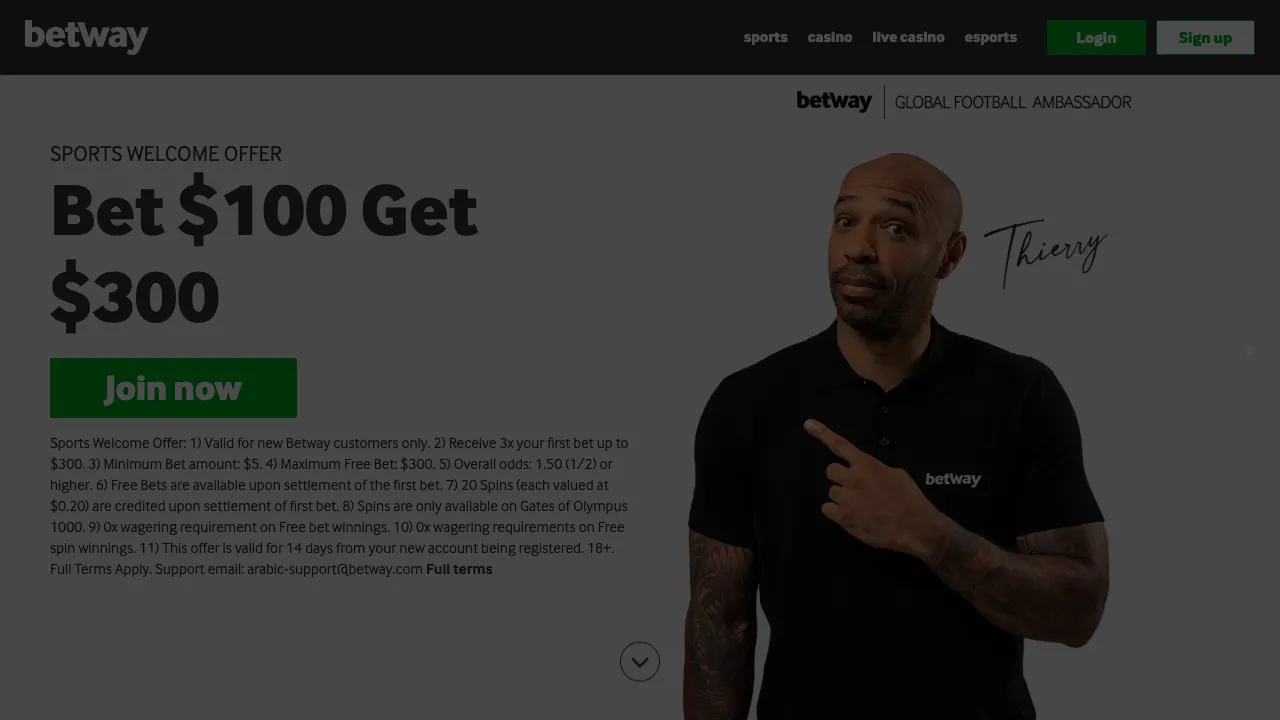 Betway homepage